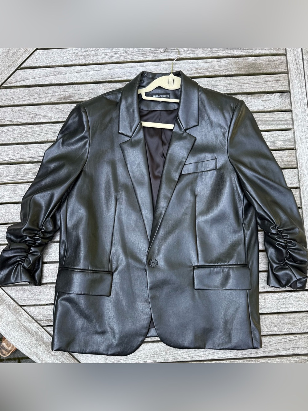 Generation Love Black Faux Leather Women's Blazer